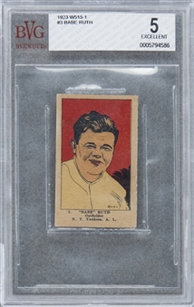 1923 W515-1 #3 Babe Ruth Hand Cut Strip Card - BVG EX 5